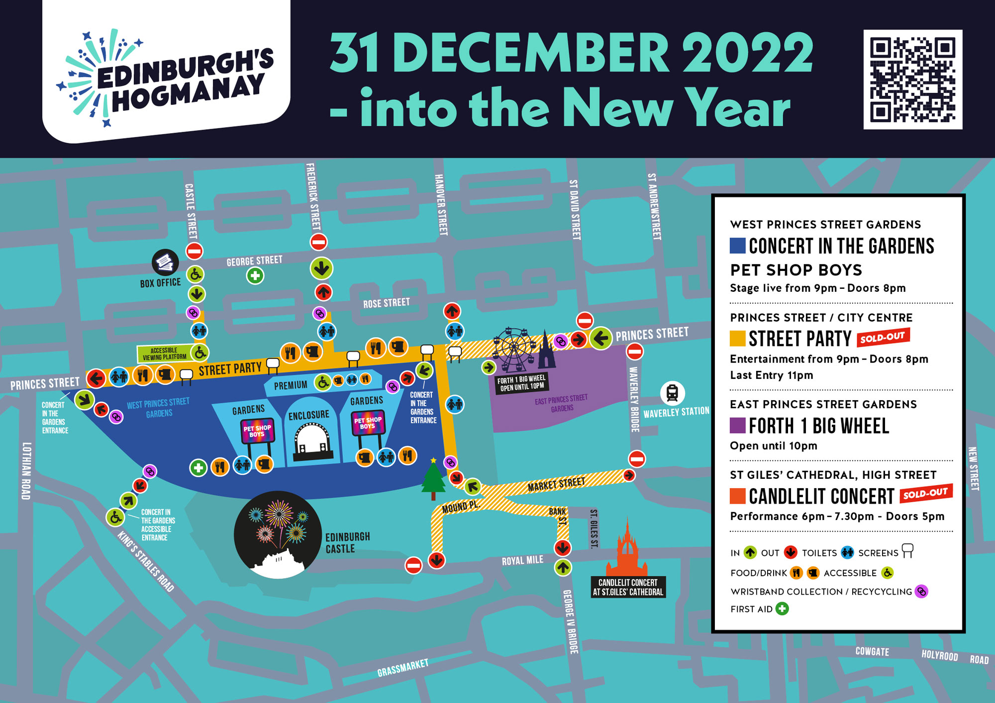 Edinburgh's Hogmanay 2022 map