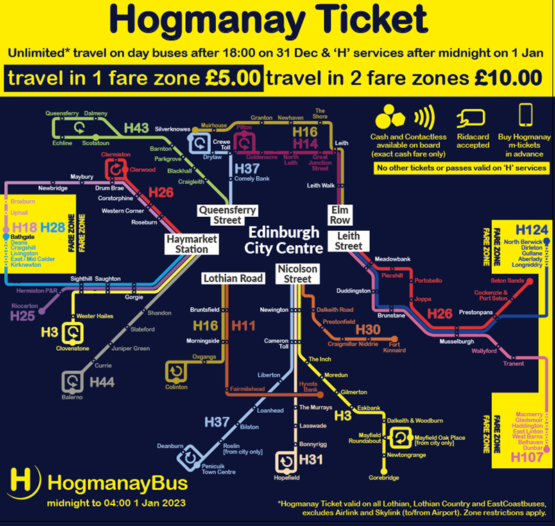 Hogmanay Ticket Fare Map